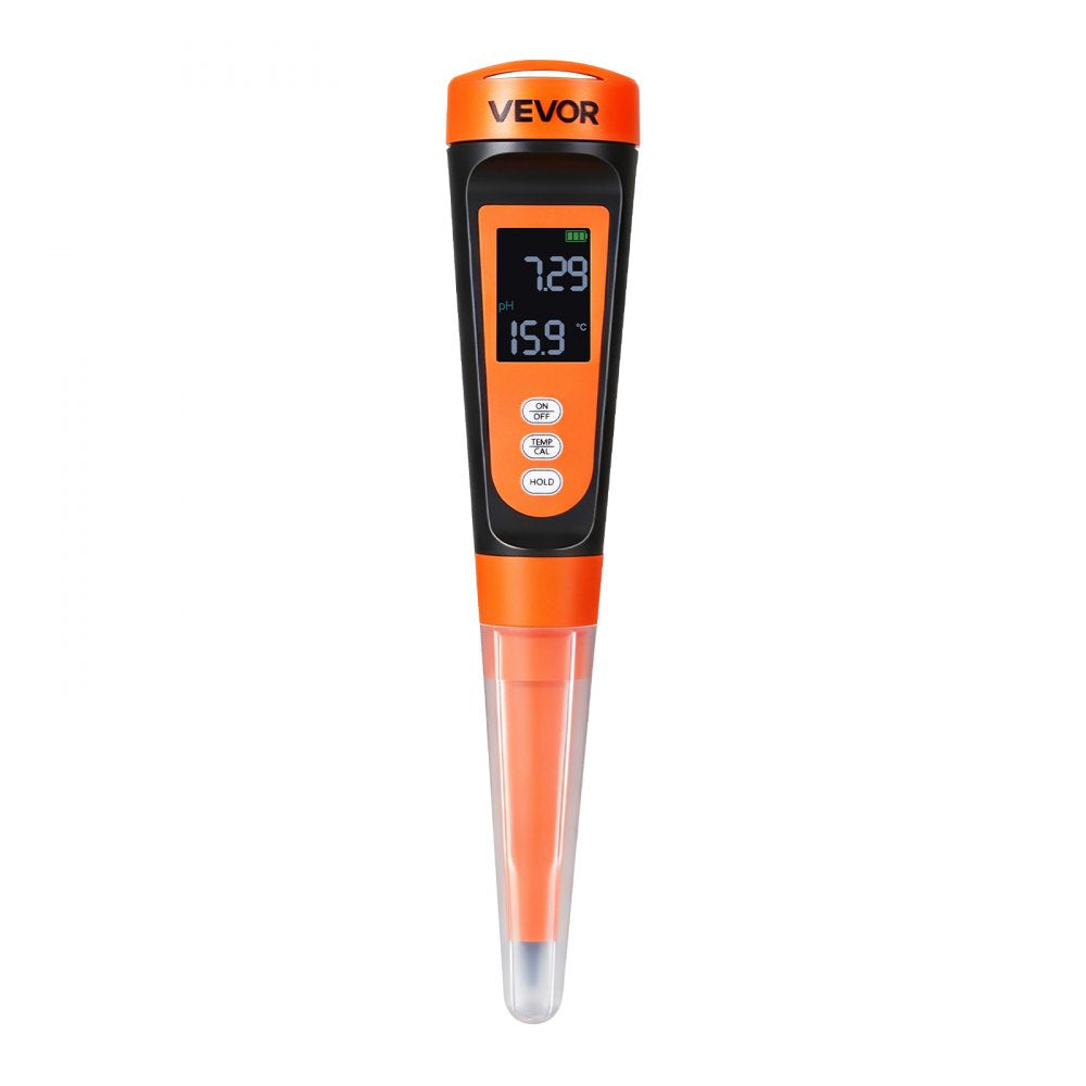 VEVOR Food pH Meter, 0-14 pH Range, IP68 Waterproof Probe, Pocket Tester Kit with Automatic Temperature Compensation
