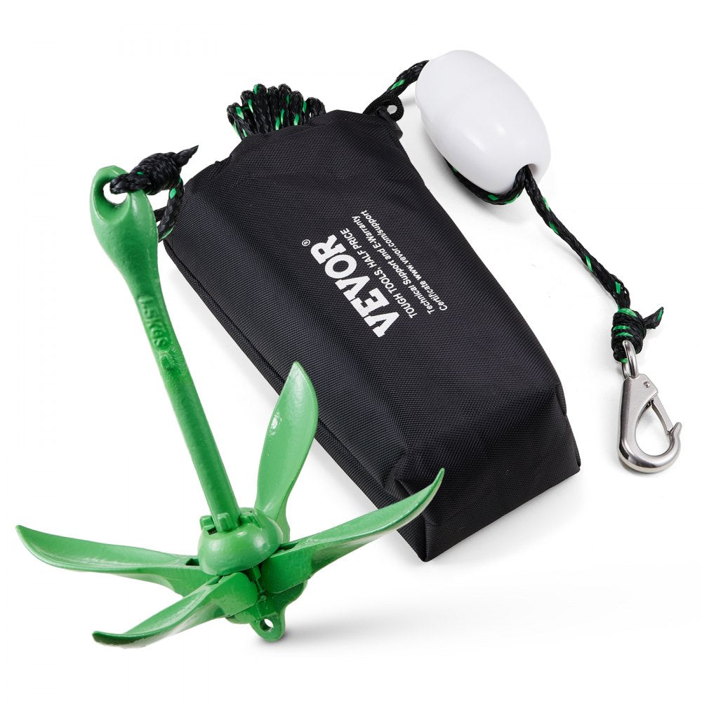VEVOR Kayak Anchor Kit, 3.5 lb Paddle Board Anchor Kit with 26.2 ft/8 m Rope and Buoy, Folding Small Boat Anchor with