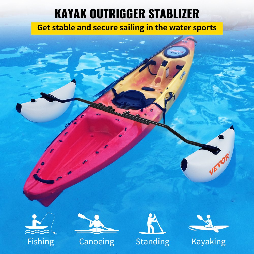 VEVOR Kayak Outrigger Stabilizers, 2 PCS, PVC Inflatable Outrigger Float with Sidekick Arms Rod, Standing Float