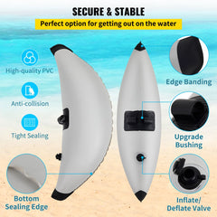 VEVOR Kayak Outrigger Stabilizers, 2 PCS, PVC Inflatable Outrigger Float with Sidekick Arms Rod, Standing Float