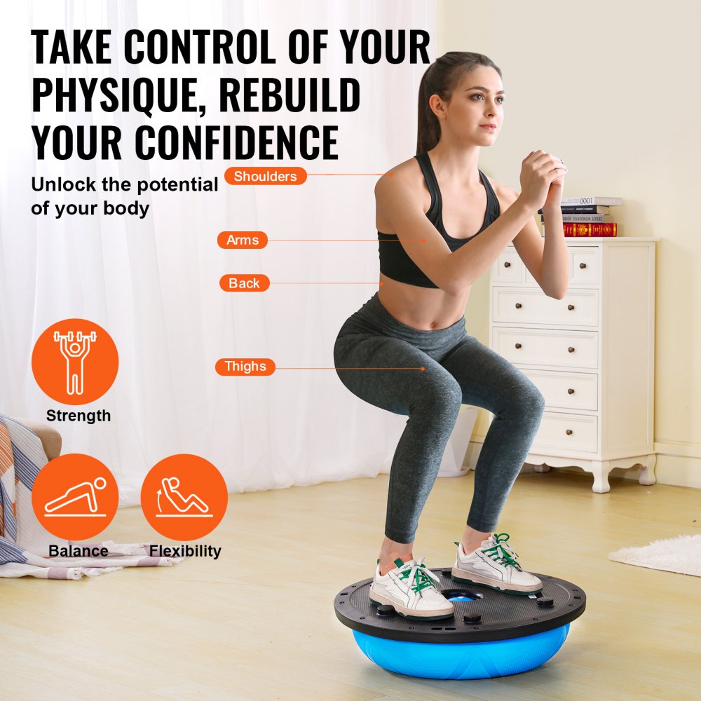 VEVOR Half Exercise Ball Trainer, 23 inch Balance Ball Trainer, 660 lbs Capacity Stability Ball, Yoga Ball with