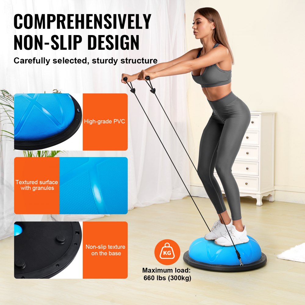 VEVOR Half Exercise Ball Trainer, 23 inch Balance Ball Trainer, 660 lbs Capacity Stability Ball, Yoga Ball with