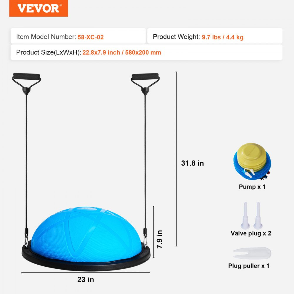 VEVOR Half Exercise Ball Trainer, 23 inch Balance Ball Trainer, 660 lbs Capacity Stability Ball, Yoga Ball with