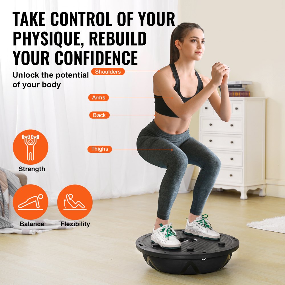 VEVOR Half Exercise Ball Trainer, 23 inch Balance Ball Trainer, 660 lbs Capacity Stability Ball, Yoga Ball with
