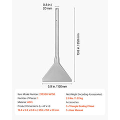 VEVOR SDS Max Scaling Chisel, 13.8" x 5.9" Chisel Bit with SDS Max Shank, Compatible with Rotary Hammers, Heat Treated