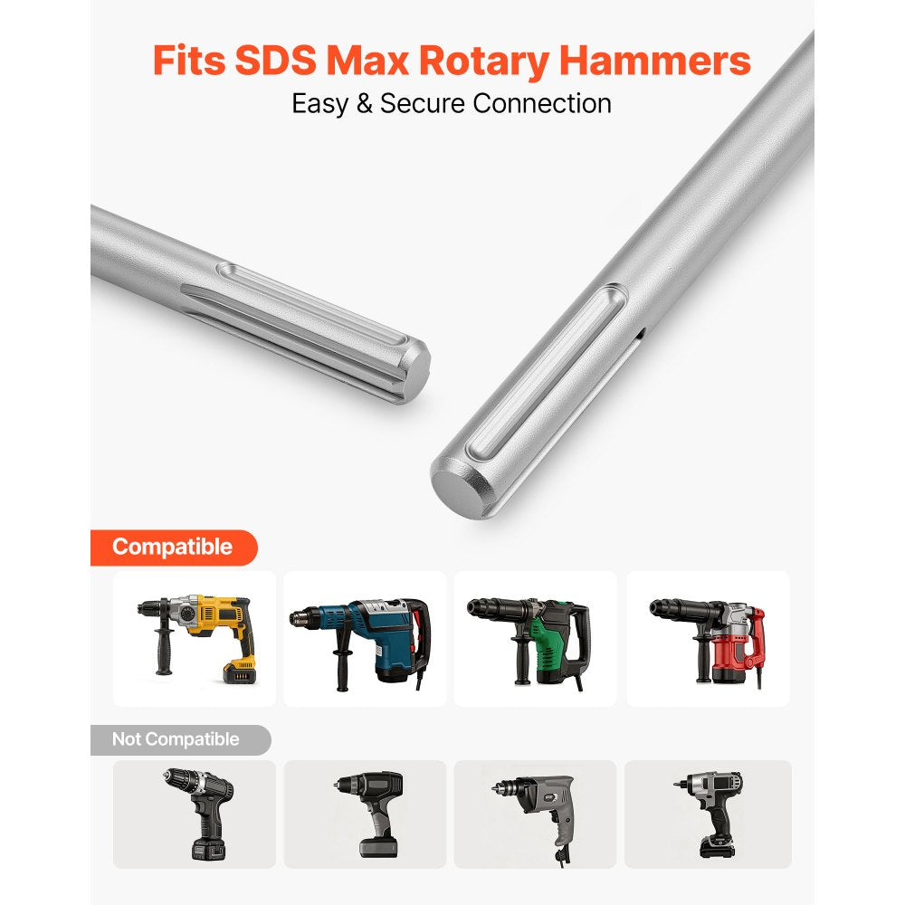 VEVOR SDS Max Scaling Chisel, 13.8" x 5.9" Chisel Bit with SDS Max Shank, Compatible with Rotary Hammers, Heat Treated