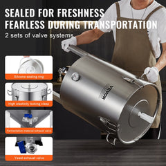 VEVOR 304 Stainless Steel Kettle, 16 GALLON Beer Brew Fermentor, Brew Bucket Fermentor for Brewing, Home Brewing