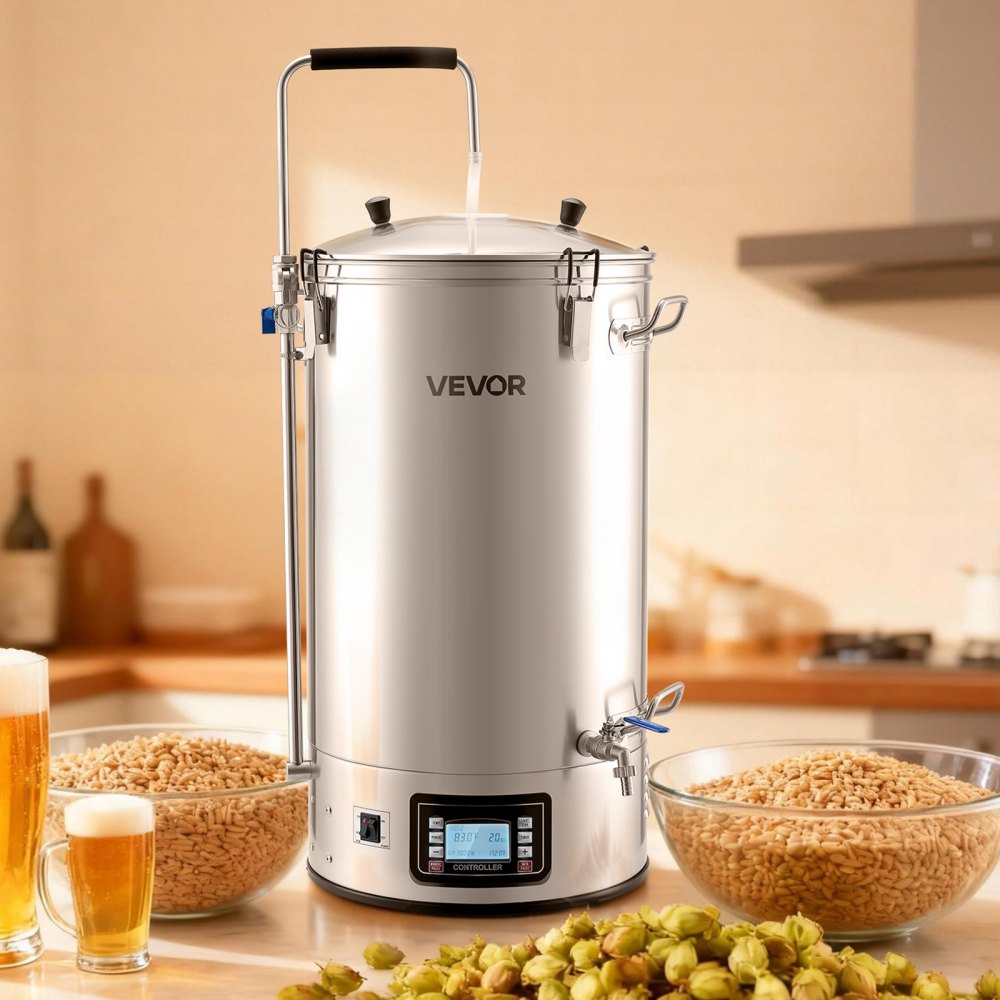 VEVOR Beer Brewing Equipment, 16 Gal/60L Beer Maker with Anti-Burn Pump and Wort Chiller,3000W All-in-One Home Brewing