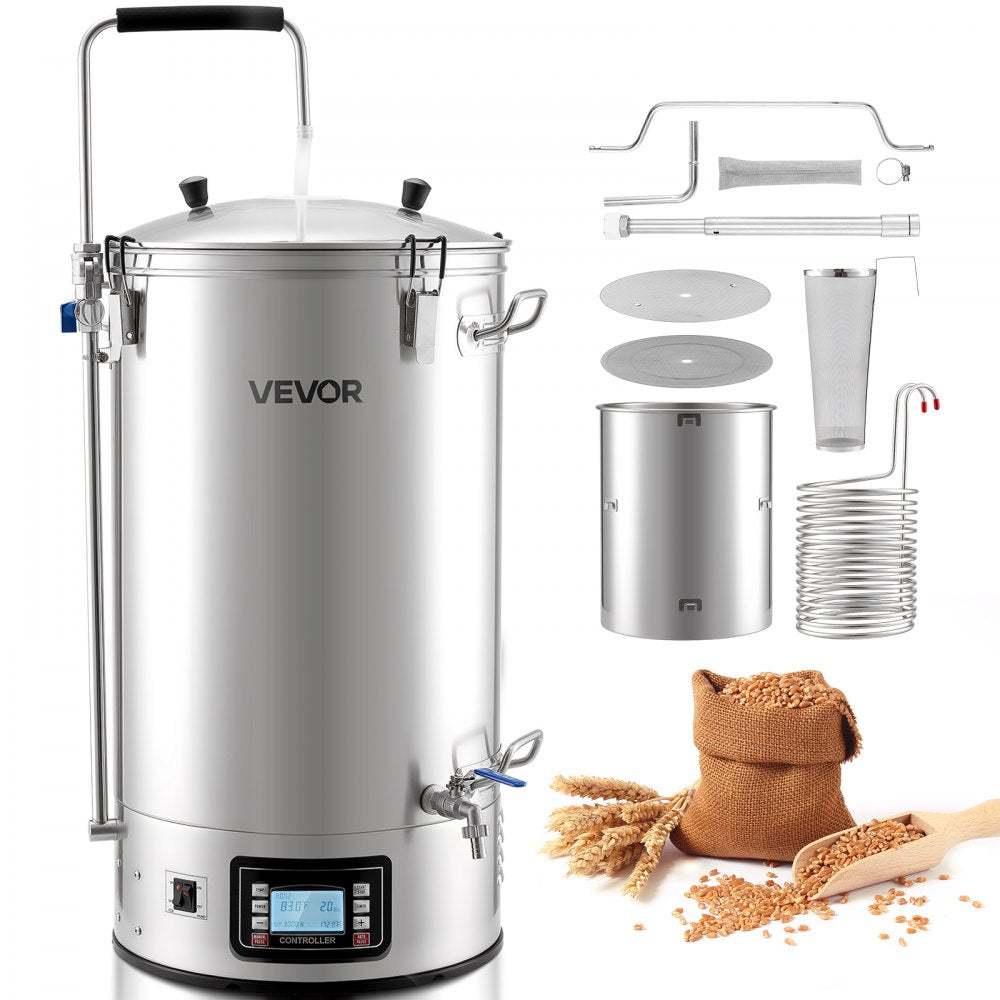 VEVOR Beer Brewing Equipment, 16 Gal/60L Beer Maker with Anti-Burn Pump and Wort Chiller,3000W All-in-One Home Brewing