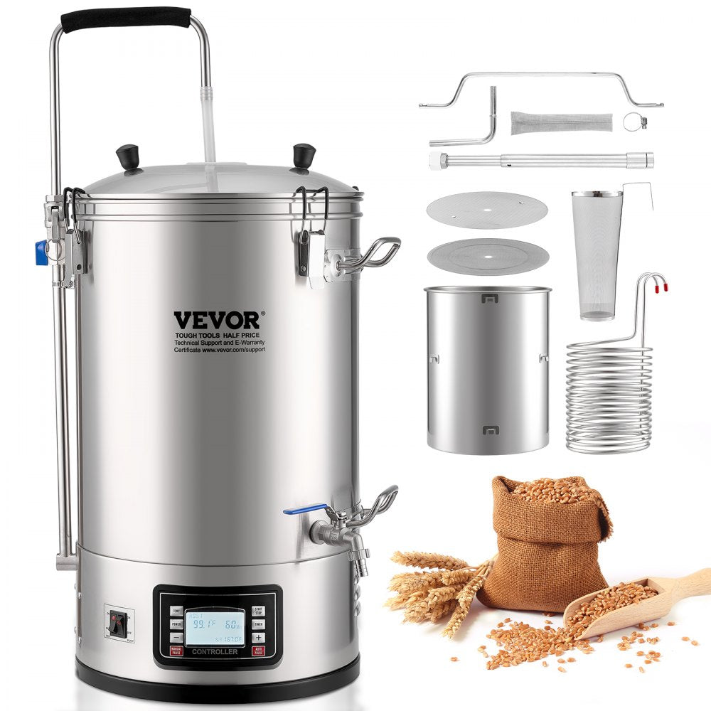VEVOR Electric Brewing System, 8 Gal/30 L Brewing Capacity, All-in-One Home Beer Brewer with Pump, Mash Boil Device