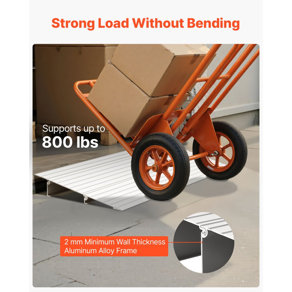 VEVOR Door Threshold Ramp, 2 inch Rise, Aluminum Alloy Threshold Ramp Rated 800 lbs Load Capacity, Handicap Ramps for