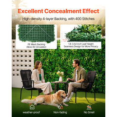 VEVOR Artificial Grass Wall Panels, 12 PCS 20 x 20 inch, 3D Combination Greenery Boxwood Panel for Indoor Outdoor Green