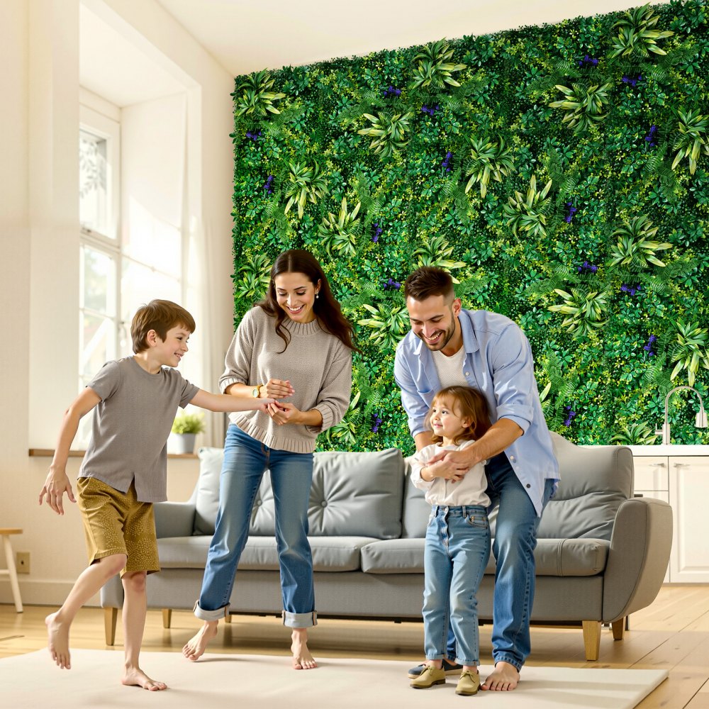 VEVOR Artificial Grass Wall Panels, 12 PCS 20 x 20 inch, 3D Combination Greenery Boxwood Panel for Indoor Outdoor Green