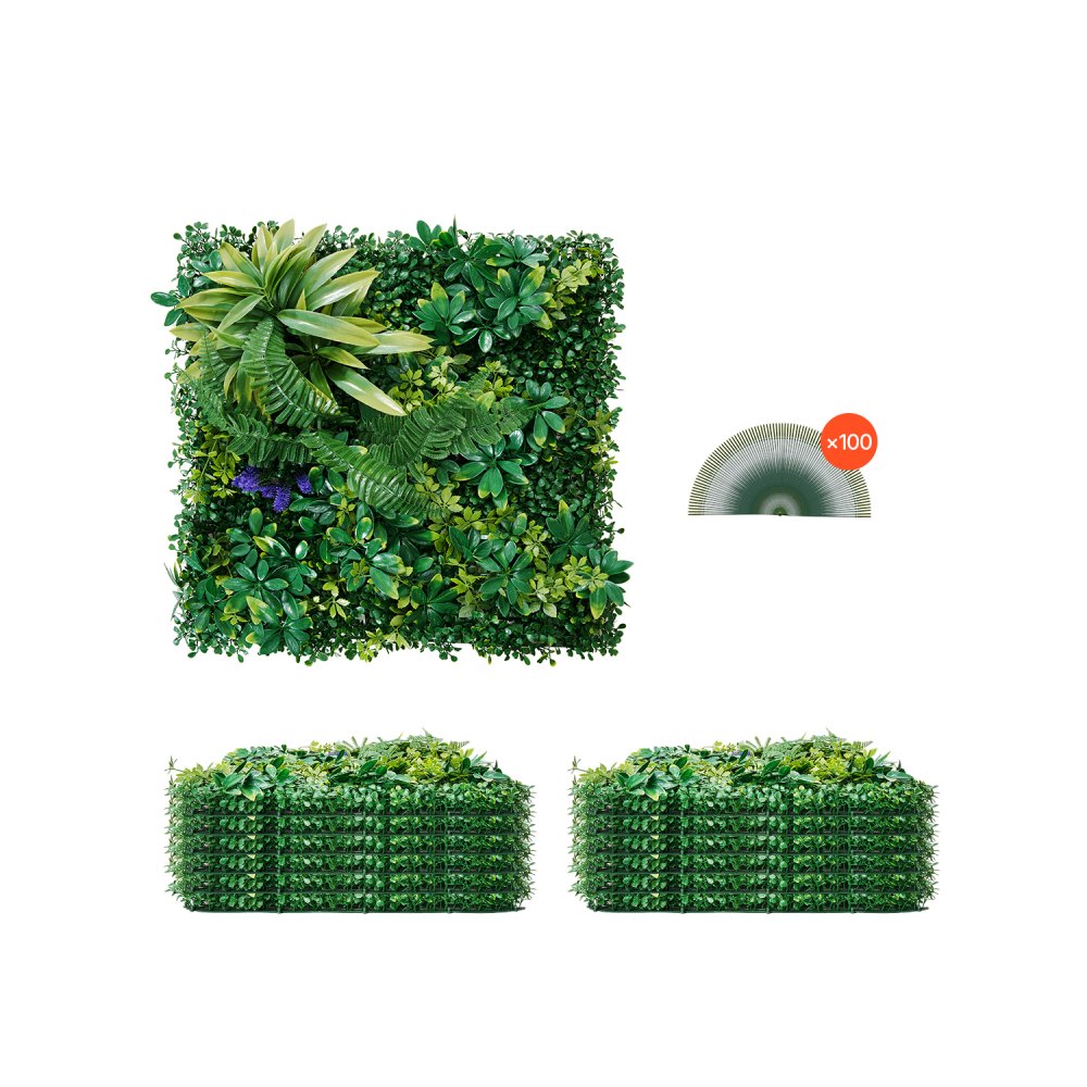VEVOR Artificial Grass Wall Panels, 12 PCS 20 x 20 inch, 3D Combination Greenery Boxwood Panel for Indoor Outdoor Green