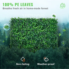 VEVOR 12PCS 10x10 inch Artificial Boxwood Panels, Boxwood Hedge Wall Mat,Artificial Grass Backdrop Wall, Privacy Hedge