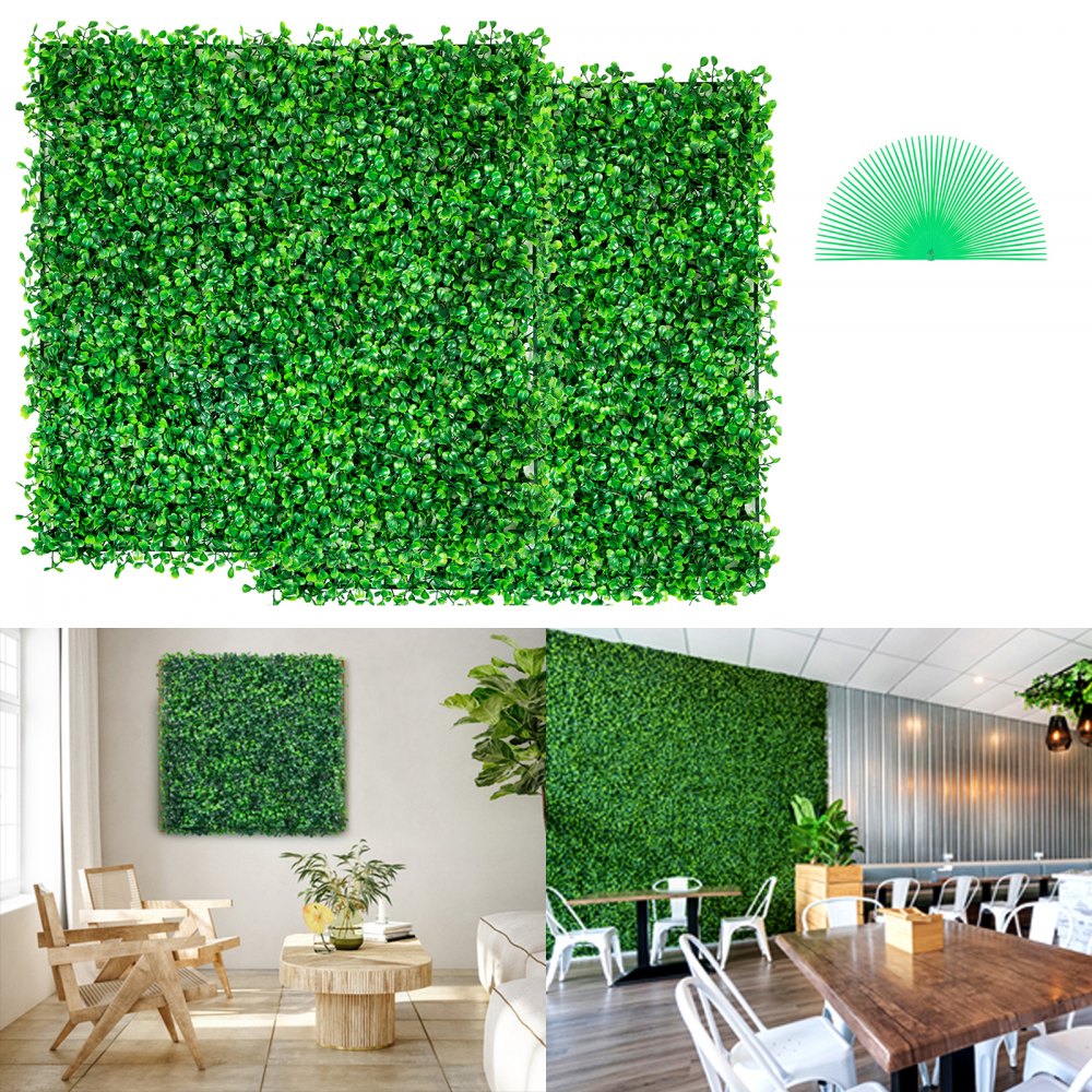 VEVOR 12PCS 10x10 inch Artificial Boxwood Panels, Boxwood Hedge Wall Mat,Artificial Grass Backdrop Wall, Privacy Hedge