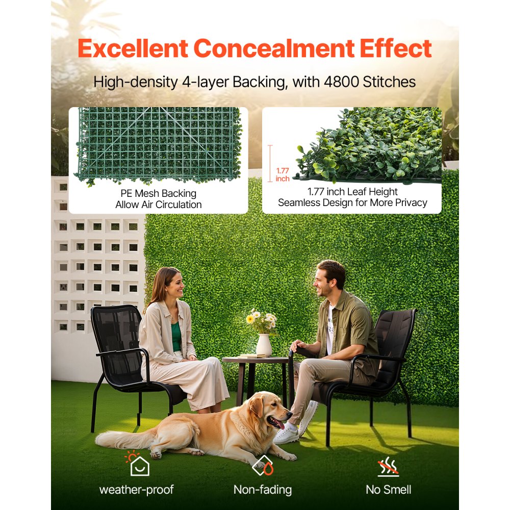 VEVOR Artificial Grass Wall Panels, 40 x 120 inch, Milan Grass Greenery Boxwood Panel for Indoor Outdoor Green Decor &