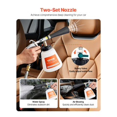 VEVOR Car Cleaning Gun, 6-9.2 Bar High-Pressure Air Blow Gun with 2 Set Nozzles & 1L Liquid Bottle, Vortex Cleaning