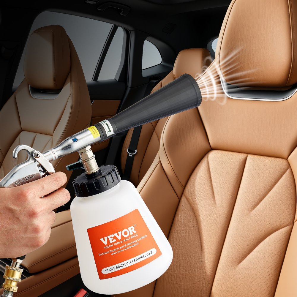 VEVOR Car Cleaning Gun, 6-9.2 Bar High-Pressure Air Blow Gun with 2 Set Nozzles & 1L Liquid Bottle, Vortex Cleaning