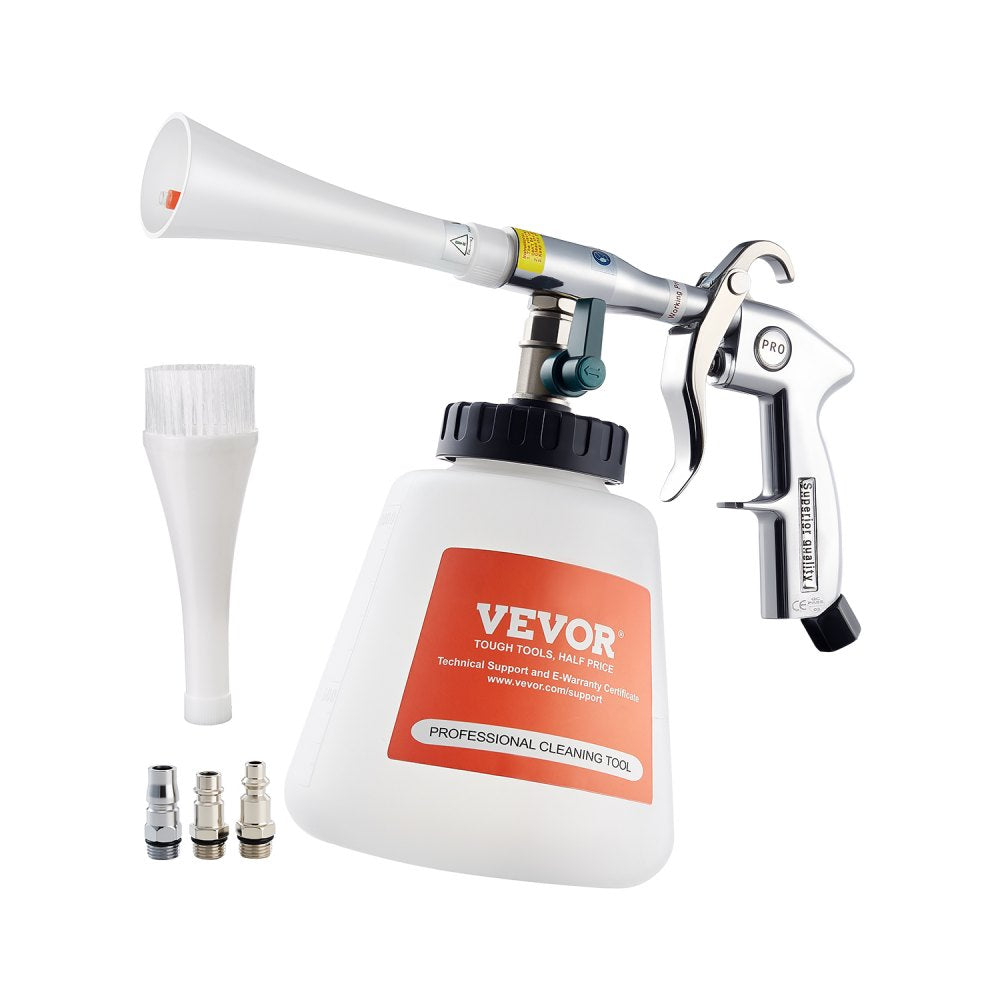 VEVOR Car Cleaning Gun, 6-9.2 Bar High-Pressure Air Blow Gun with 2 Set Nozzles & 1L Liquid Bottle, Vortex Cleaning
