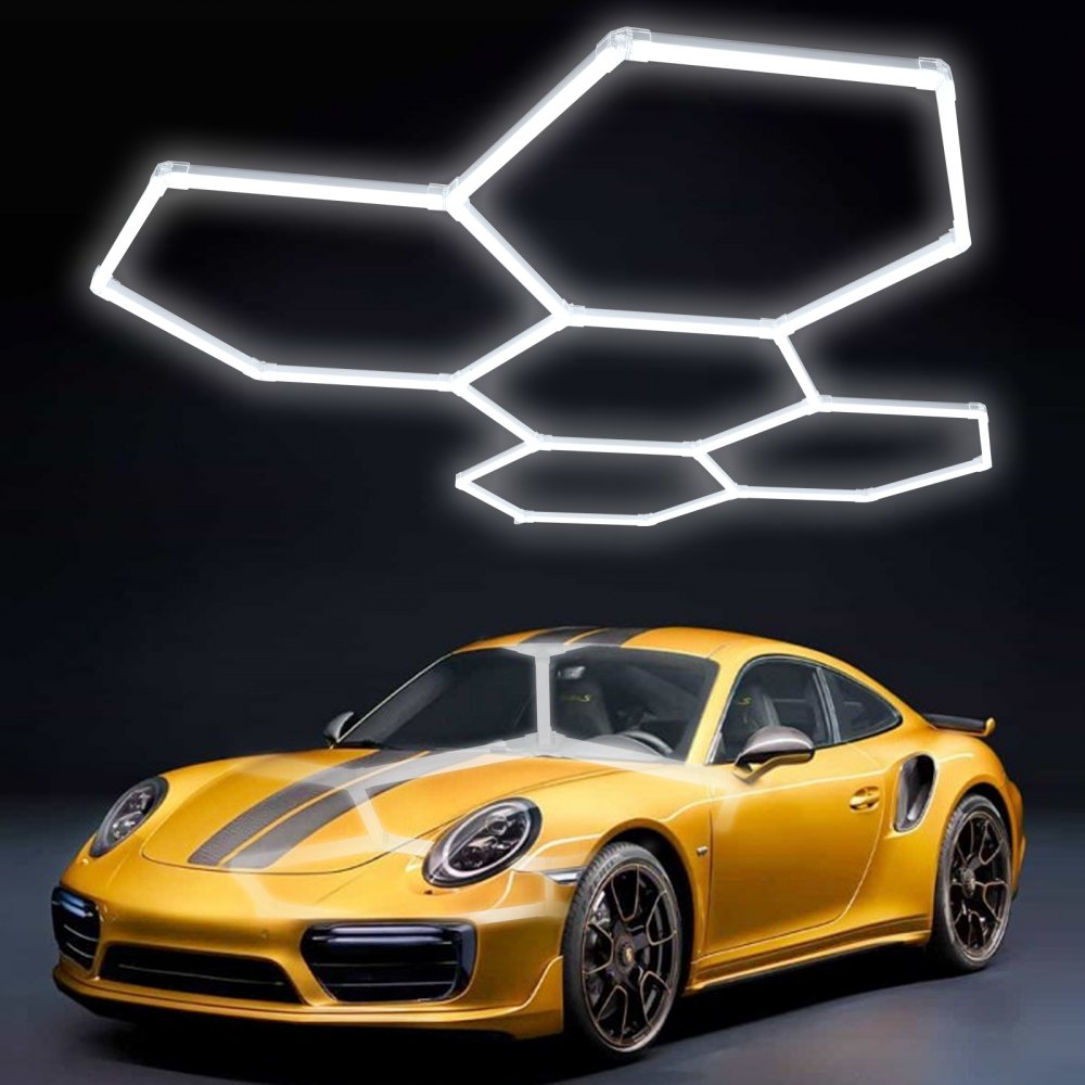 VEVOR Hexagon Garage Lights, 26400LM, 6500K 5 Grid Systems Honeycomb Hexagonal Garage LED Lights, DIY Cool White Car