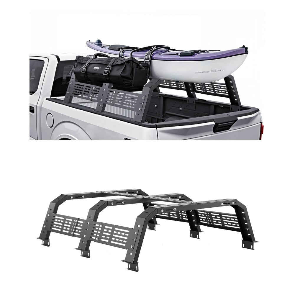 VEVOR Overland Truck Bed Rack, 54.3-68.3 in Width, Adjustable Overland Bed Cargo Rack with Sidebar and 900 lbs Static