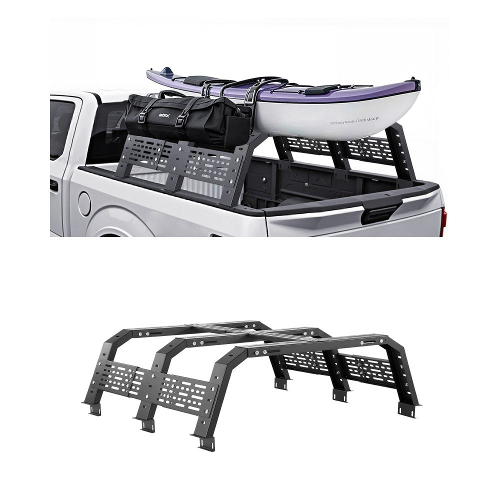 VEVOR Overland Truck Bed Rack, 49.2-67.9 in Width, Adjustable Overland Bed Cargo Rack with Sidebar, 900 lbs Static