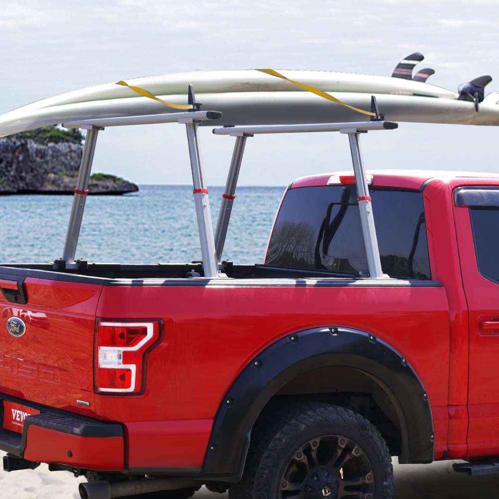 VEVOR Truck Rack, 800 lbs Capacity, 19-34in Adjustable Height, Aluminum Ladder Rack for Truck with 8 Non-Drilling
