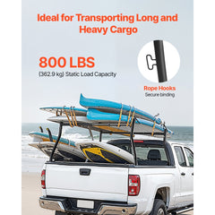 VEVOR Truck Ladder Rack, 49-73 in Width, Extendable Universal Cargo Rack, Heavy Duty Steel with 800 lbs Static Load