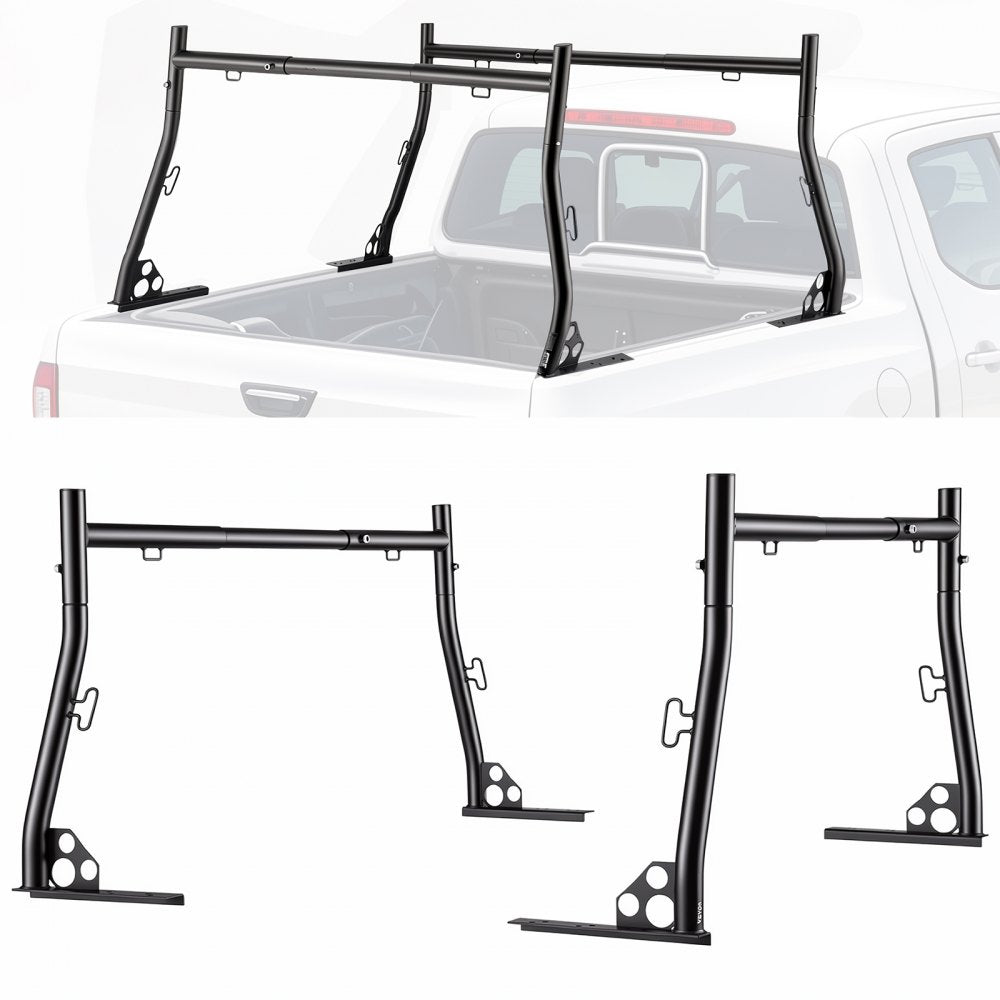 VEVOR Truck Ladder Rack, 49-73 in Width, Extendable Universal Cargo Rack, Heavy Duty Steel with 800 lbs Static Load