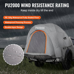 VEVOR Truck Bed Tent, 5.5'-6' Pickup Truck Tent with Rain Layer and Carry Bag, Waterproof PU2000mm Double Layer Truck