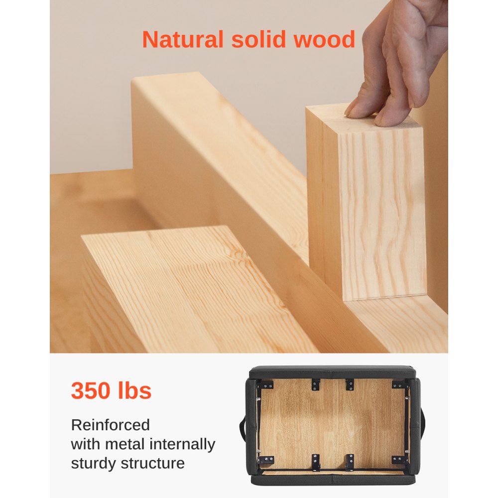 VEVOR Pilates Box for Reformer, 25x17x9 In Pilates Reformers Sitting Box for Exercises, Premium PU and Wood Pilates