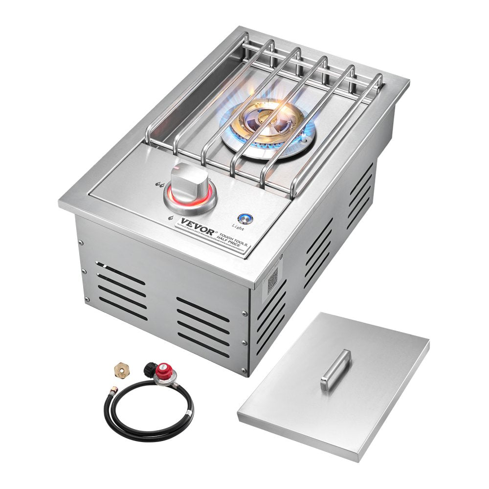 VEVOR Single Grilling Side Burner, 17,000BTU Liquid Propane Side Burner for Outdoor Kitchen, Convertible to Natural