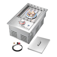 VEVOR Single Grilling Side Burner, 17,000BTU Liquid Propane Side Burner for Outdoor Kitchen, Convertible to Natural