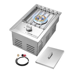 VEVOR Single Grilling Side Burner, 15,000BTU Liquid Propane Side Burner for Outdoor Kitchen, Convertible to Natural