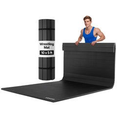 VEVOR 10x5 ft Wrestling Mat, Martial Arts Thick Mat for Home Gym Workouts Exercise, Waterproof PVC Roll-Up Training