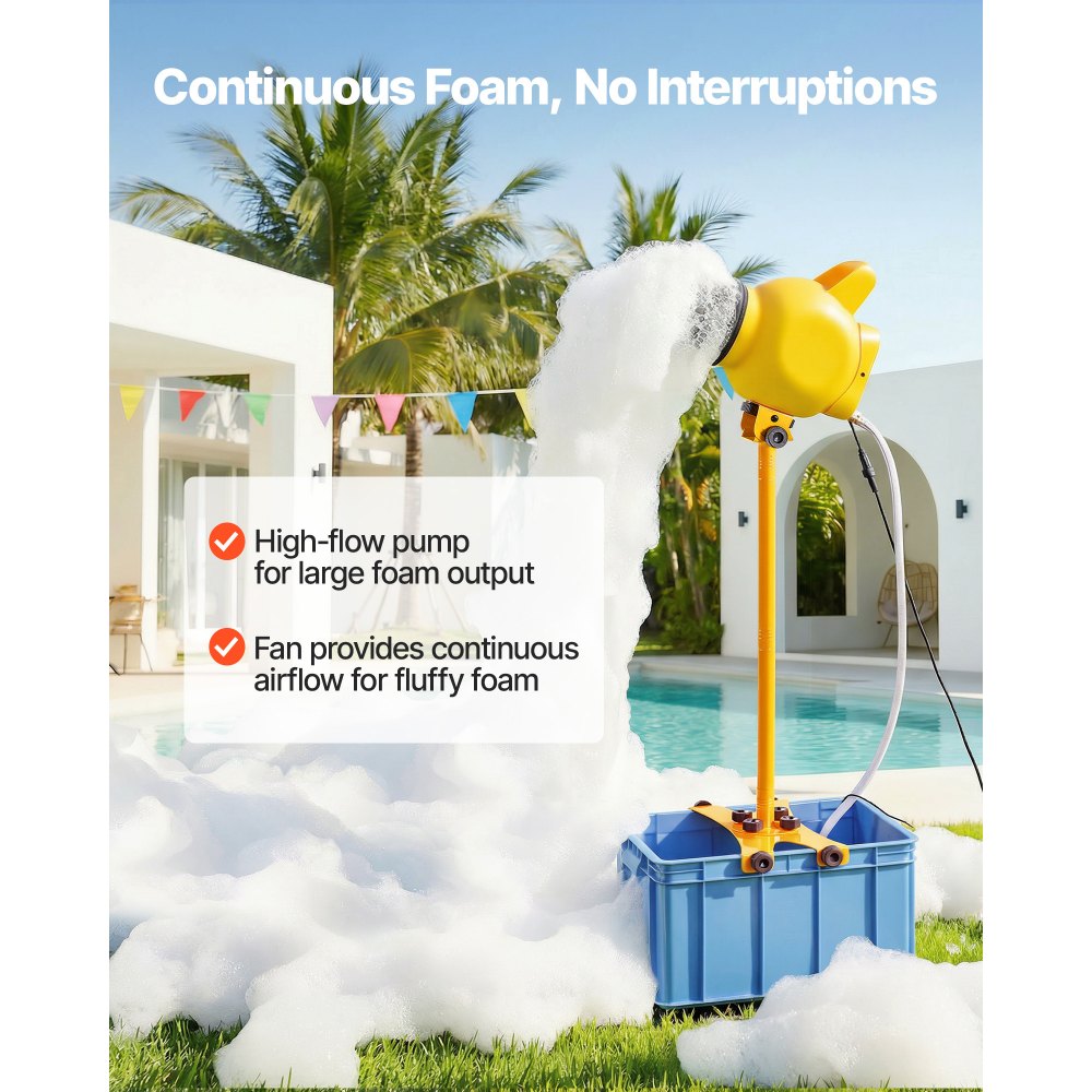 VEVOR Foam Machine, Adjustable Angle Control Foam Cannon Party Machine, Bubble Cannon with 37QT Water Tank, Stable