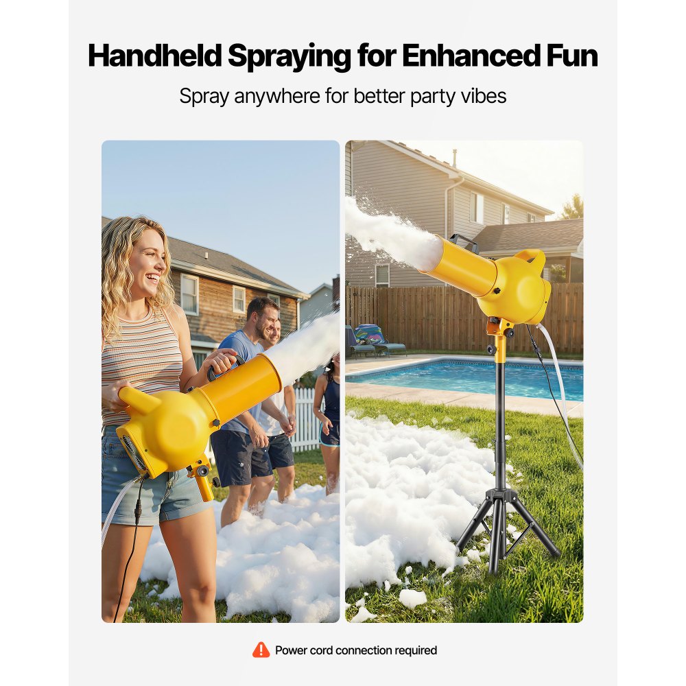 VEVOR Foam Machine, Handheld Spray Foam Cannon Party Machine, Bubble Cannon with Fan & Triangular Structure, Dense