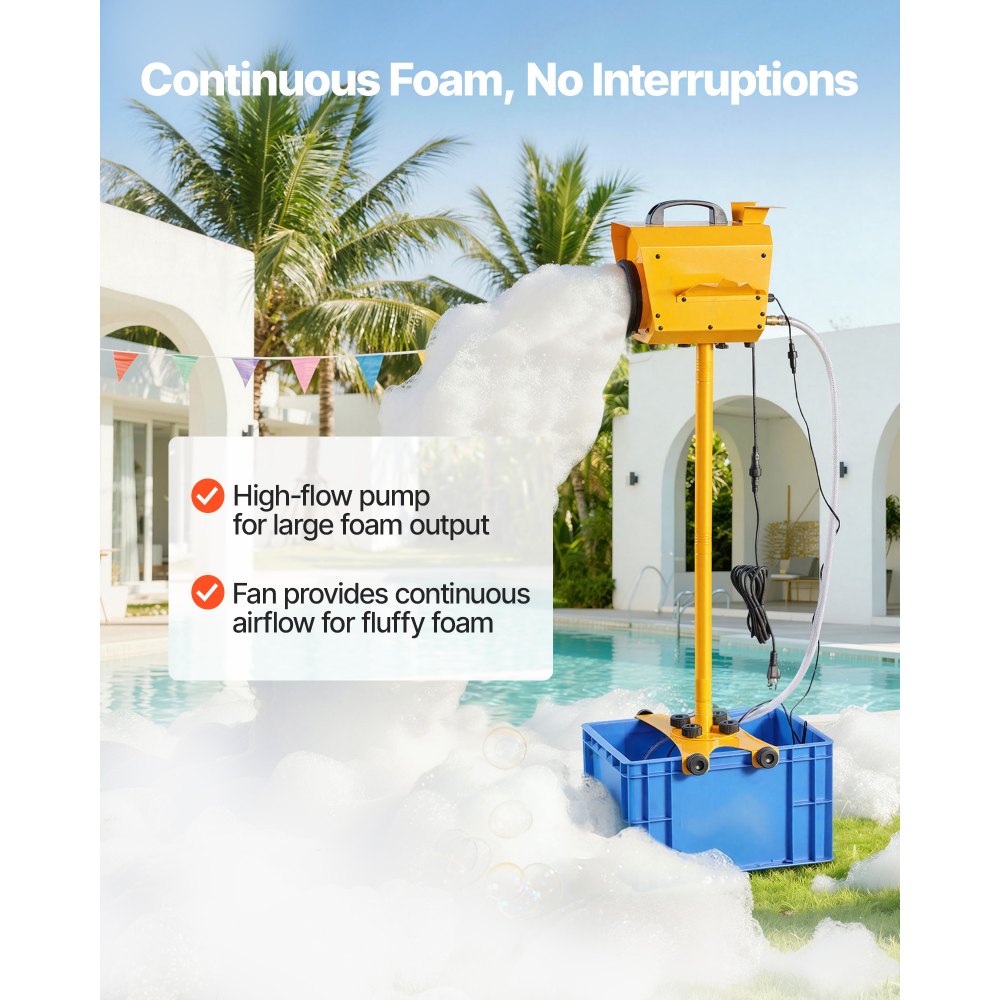 VEVOR Foam Machine, Adjustable Angle Control Foam Cannon Party Machine, Bubble Cannon with 21QT Water Tank, Stable