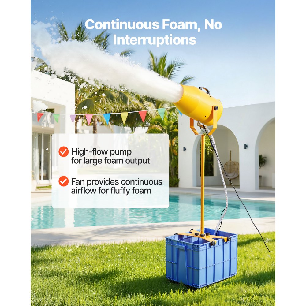 VEVOR Foam Machine, 9.84 to 16.40 ft Spray Distance Foam Cannon Party Machine, Bubble Cannon with 74QT Water Tank