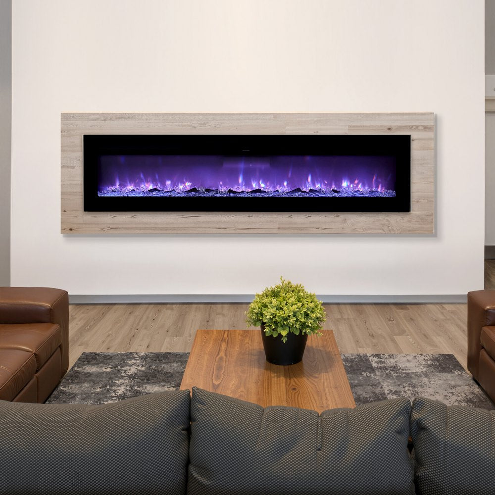 VEVOR 60 inch Electric Fireplace, Wall Mounted Recessed Fire Place with Remote Control, Timer, 1500W, Adjustable Flame