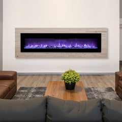 VEVOR 60 inch Electric Fireplace, Wall Mounted Recessed Fire Place with Remote Control, Timer, 1500W, Adjustable Flame