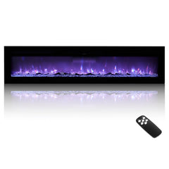 VEVOR 60 inch Electric Fireplace, Wall Mounted Recessed Fire Place with Remote Control, Timer, 1500W, Adjustable Flame