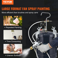 VEVOR Spray Paint Pressure Pot Tank, 10L/2.5gal Air Paint Pressure Pot, 1.5mm+4mm Two Nozzles Two Spray Paint Guns