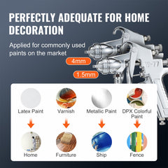 VEVOR Spray Paint Pressure Pot Tank, 10L/2.5gal Air Paint Pressure Pot, 1.5mm+4mm Two Nozzles Two Spray Paint Guns