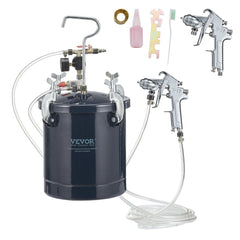 VEVOR Spray Paint Pressure Pot Tank, 10L/2.5gal Air Paint Pressure Pot, 1.5mm+4mm Two Nozzles Two Spray Paint Guns