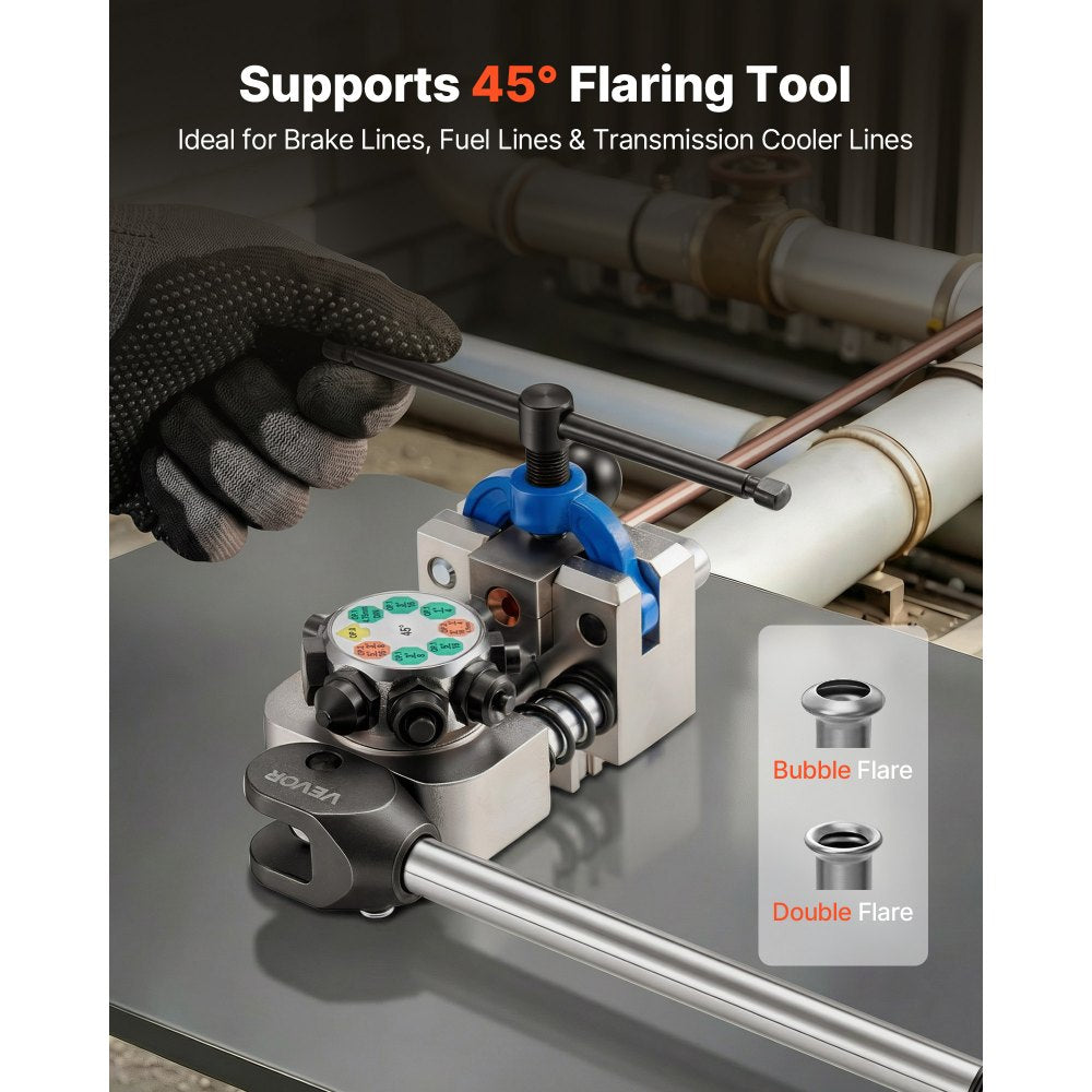 VEVOR Professional Brake Line Flaring Tool, 45 Degree Double Flare Bubble Flare Tool Kit for 3/16", 1/4", 5/16", 3/8"