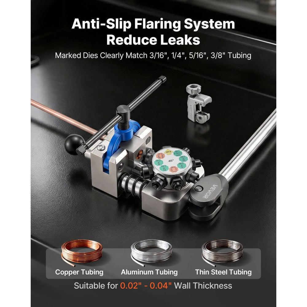 VEVOR Professional Brake Line Flaring Tool, 45 Degree Double Flare Bubble Flare Tool Kit for 3/16", 1/4", 5/16", 3/8"