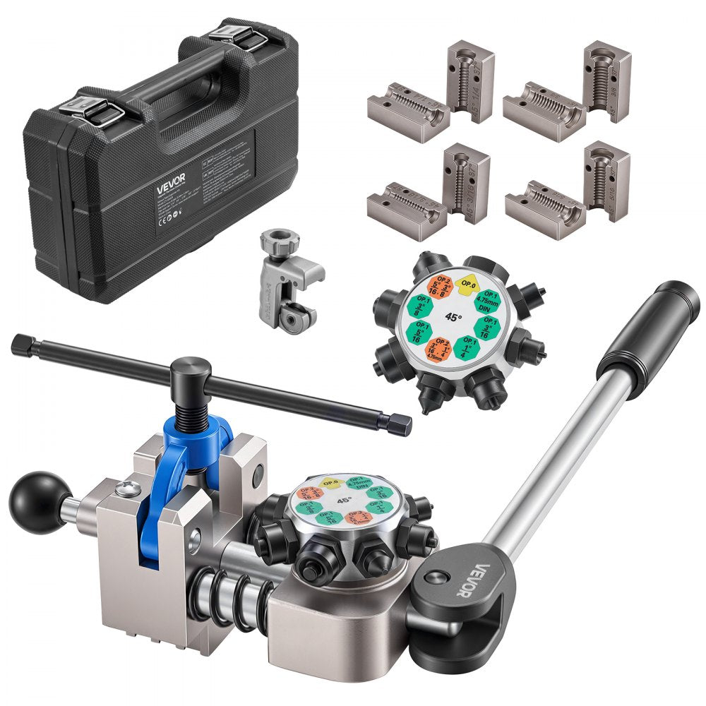 VEVOR Professional Brake Line Flaring Tool, 45 Degree Double Flare Bubble Flare Tool Kit for 3/16", 1/4", 5/16", 3/8"
