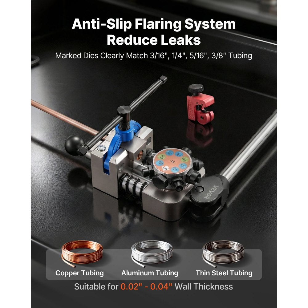 VEVOR Professional Brake Line Flaring Tool, 45 & 37 Degree Double Flare Bubble Flare Tool Kit for 3/16", 1/4", 5/16"